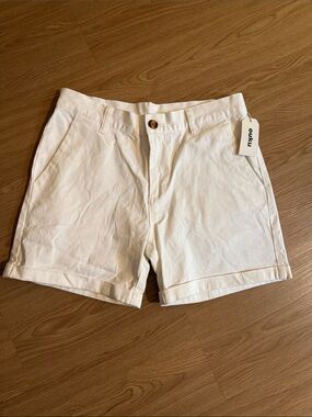 Ouku White Cotton Roll-Hem Men’s  Shorts